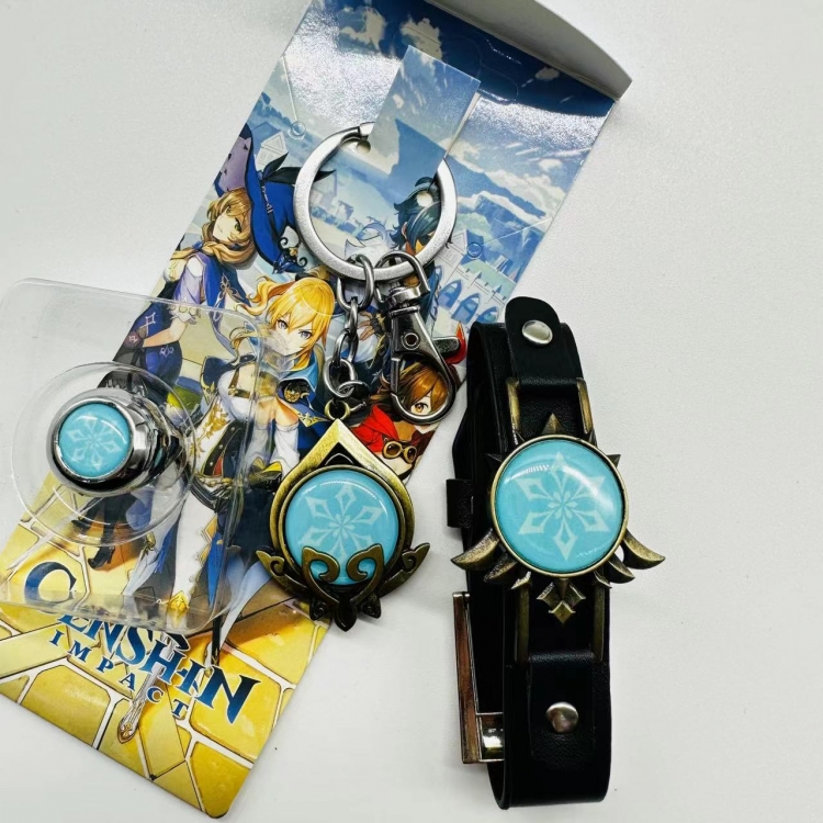 Genshin Impact Anime Surrounding Ring Key Buckle Handle Band 3 Piece Set