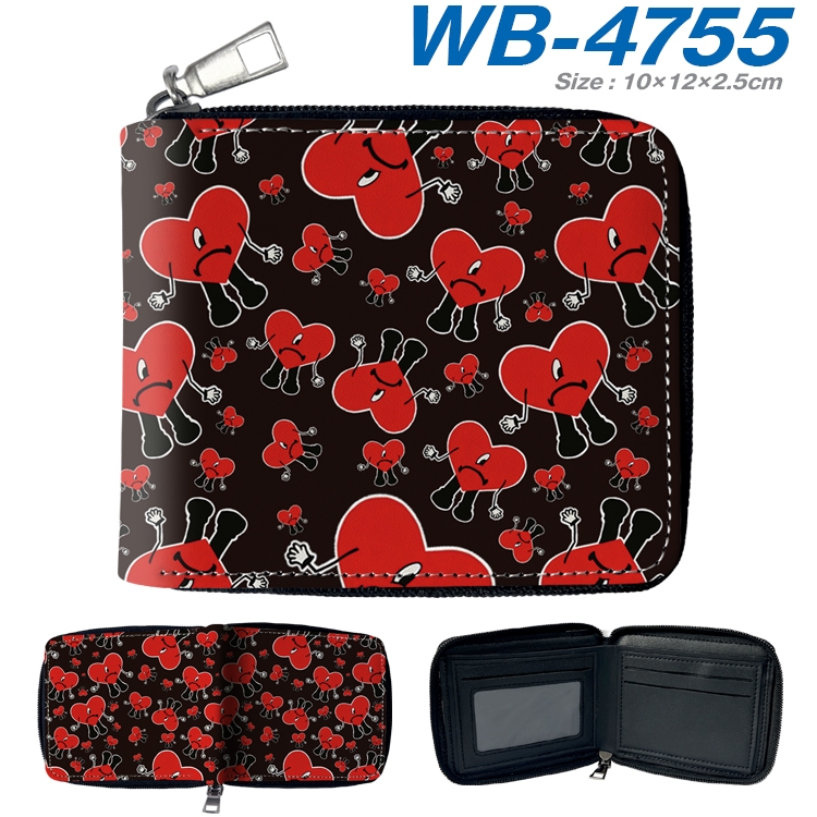 Bad Bunny Anime color short full zip folding wallet 10x12x2.5cm WB-4755A