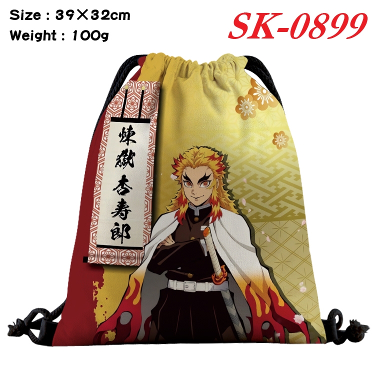Demon Slayer Kimets cartoon Waterproof Nylon Full Color Drawstring Pocket 39x32cm SK-0899