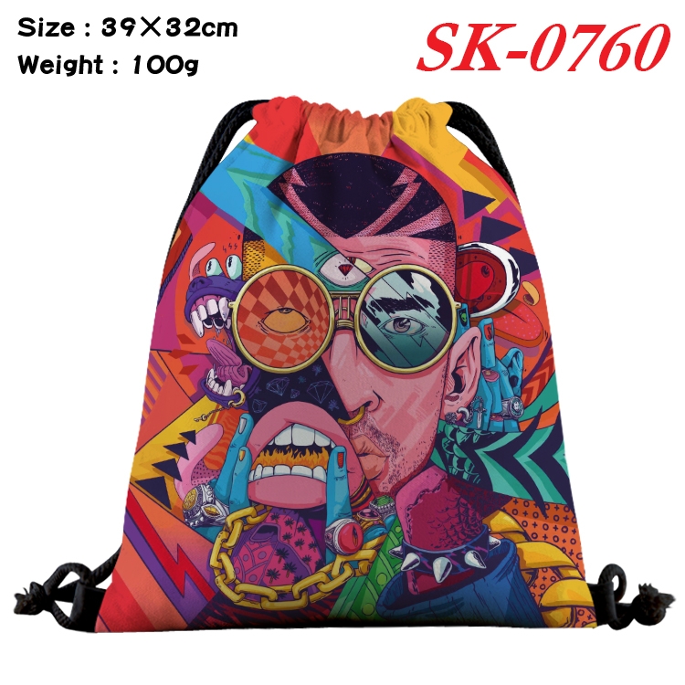 Bad Bunny cartoon Waterproof Nylon Full Color Drawstring Pocket 39x32cm SK-0760