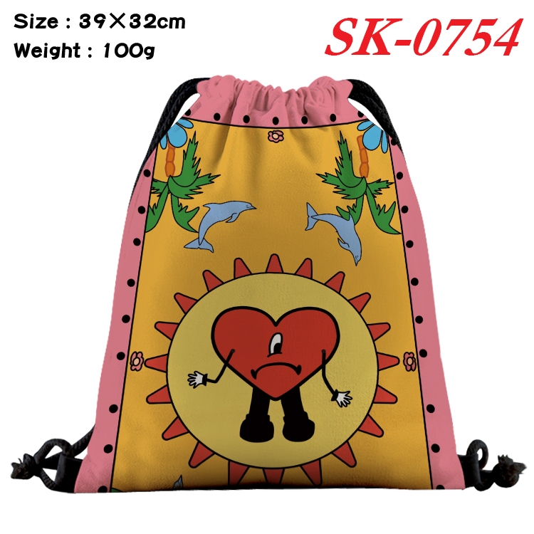 Bad Bunny cartoon Waterproof Nylon Full Color Drawstring Pocket 39x32cm SK-0754