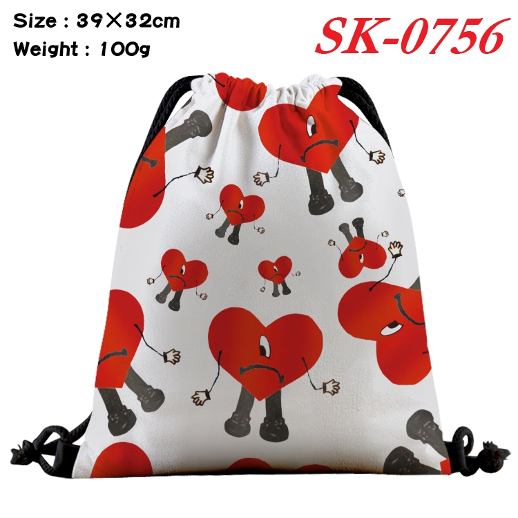 Bad Bunny cartoon Waterproof Nylon Full Color Drawstring Pocket 39x32cm SK-0756