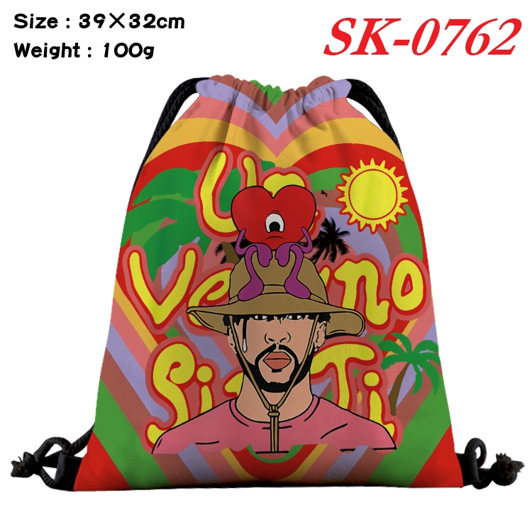 Bad Bunny cartoon Waterproof Nylon Full Color Drawstring Pocket 39x32cm SK-0762