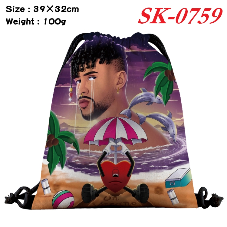 Bad Bunny cartoon Waterproof Nylon Full Color Drawstring Pocket 39x32cm SK-0759