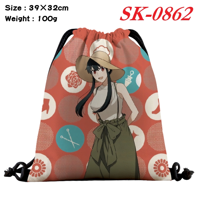 SPY×FAMILY cartoon Waterproof Nylon Full Color Drawstring Pocket 39x32cm SK-0862