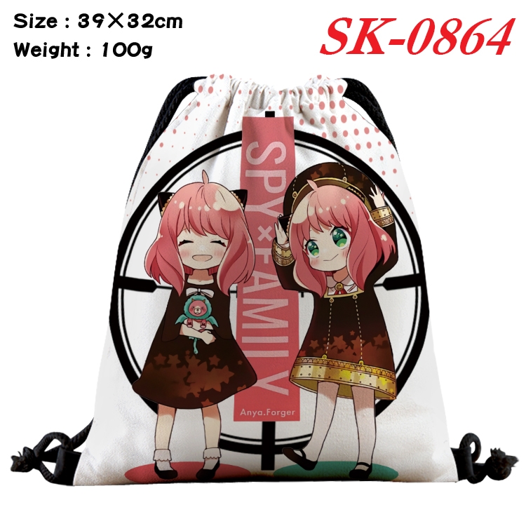 SPY×FAMILY cartoon Waterproof Nylon Full Color Drawstring Pocket 39x32cm SK-0864