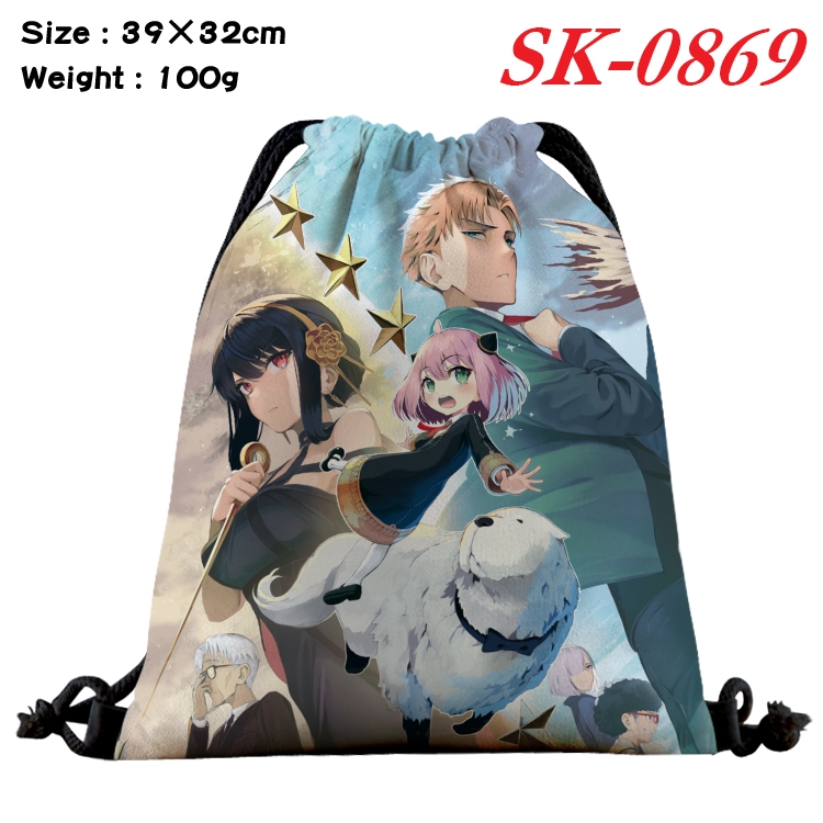 SPY×FAMILY cartoon Waterproof Nylon Full Color Drawstring Pocket 39x32cm SK-0869
