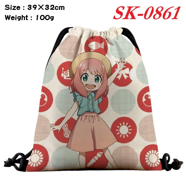 SPY×FAMILY cartoon Waterproof Nylon Full Color Drawstring Pocket 39x32cm  SK-0861