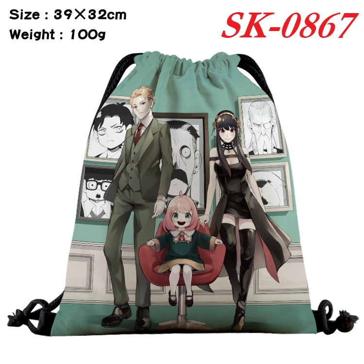 SPY×FAMILY cartoon Waterproof Nylon Full Color Drawstring Pocket 39x32cm SK-0867
