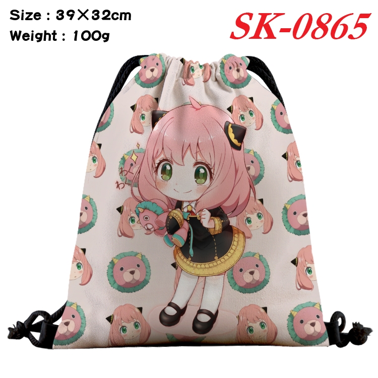SPY×FAMILY cartoon Waterproof Nylon Full Color Drawstring Pocket 39x32cm SK-0865