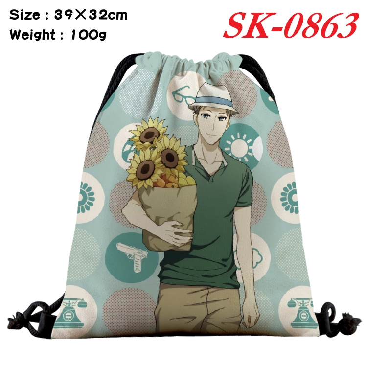 SPY×FAMILY cartoon Waterproof Nylon Full Color Drawstring Pocket 39x32cm SK-0863