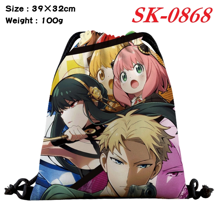 SPY×FAMILY cartoon Waterproof Nylon Full Color Drawstring Pocket 39x32cm SK-0868