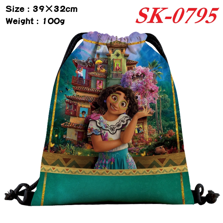 full house of magic cartoon Waterproof Nylon Full Color Drawstring Pocket 39x32cm  SK-0795