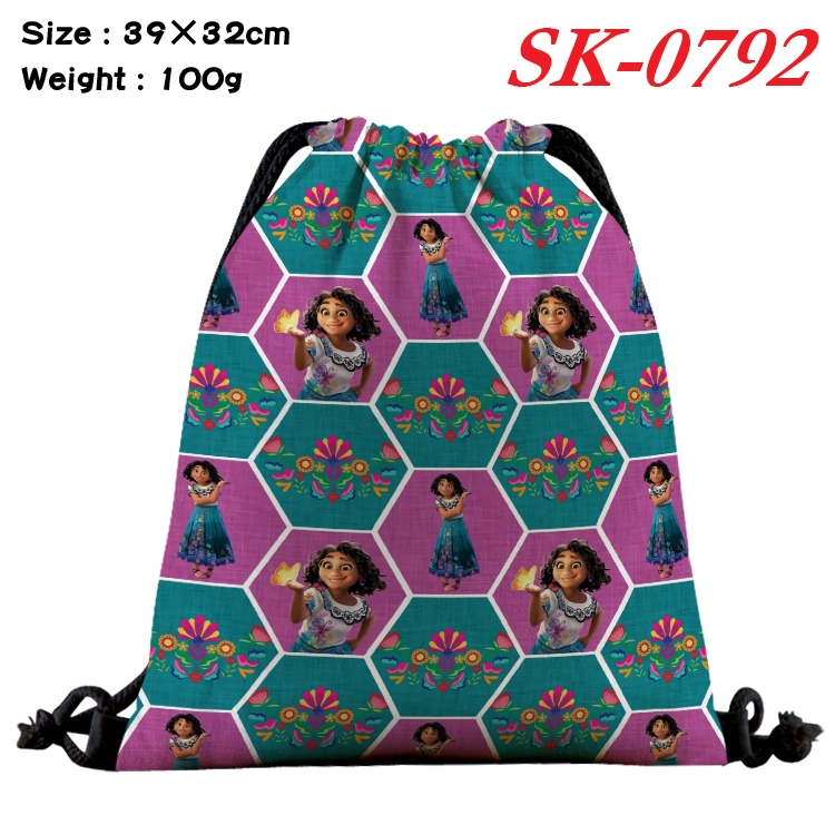full house of magic cartoon Waterproof Nylon Full Color Drawstring Pocket 39x32cm  SK-0792