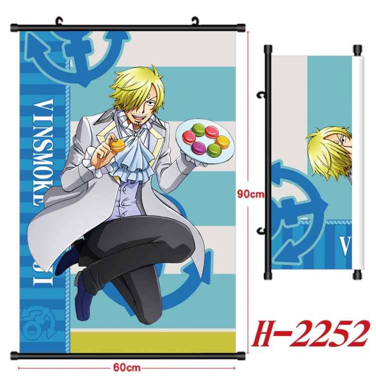 One Piece Anime Black Plastic Rod Canvas Painting Wall Scroll 60X90CM H-2252A