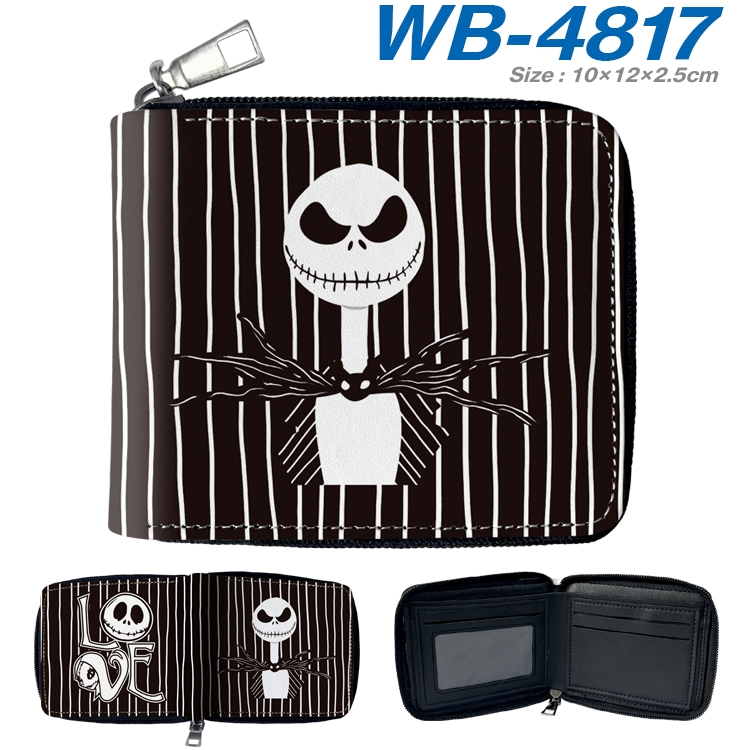 The Nightmare Before Christmas Anime color short full zip folding wallet 10x12x2.5cm WB-4817A