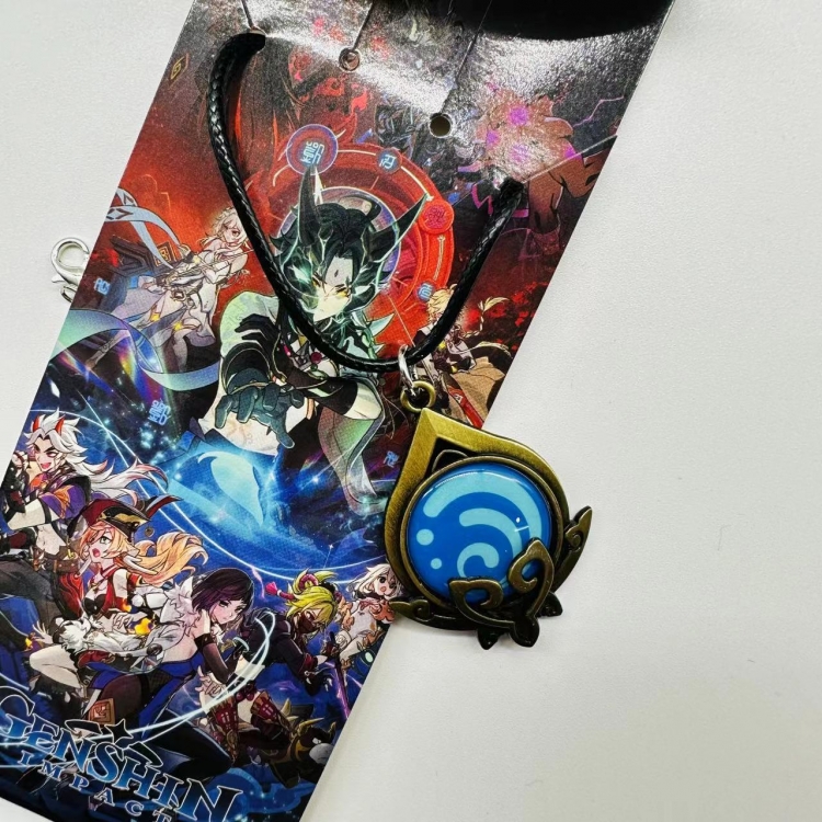 Genshin Impact Anime peripheral leather rope necklace pendant jewelry price for 5 pcs