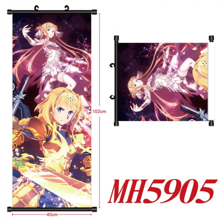 Sword Art Online Anime black Plastic rod Cloth painting Wall Scroll 40X102CM MH5905A