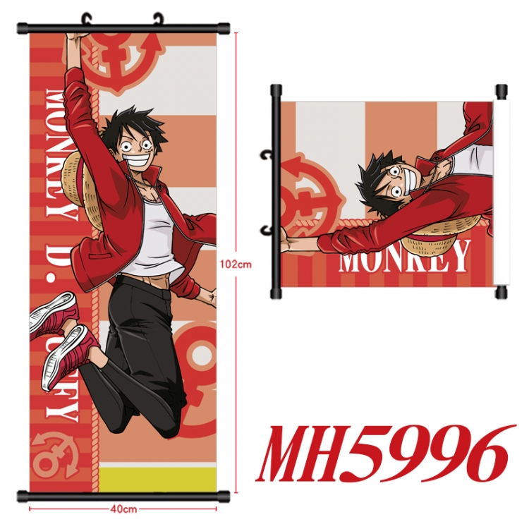 One Piece Anime black Plastic rod Cloth painting Wall Scroll 40X102CM MH5996A