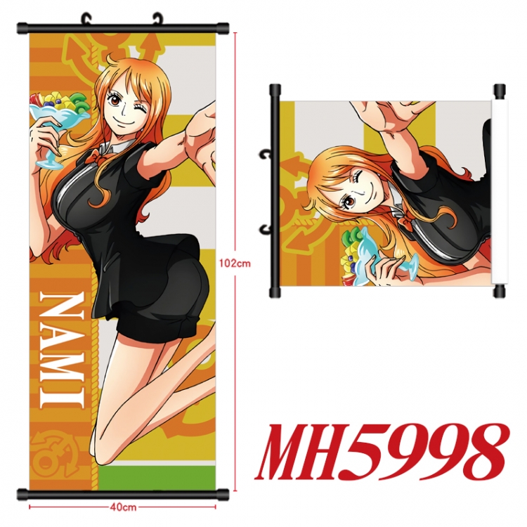 One Piece Anime black Plastic rod Cloth painting Wall Scroll 40X102CM MH5998A
