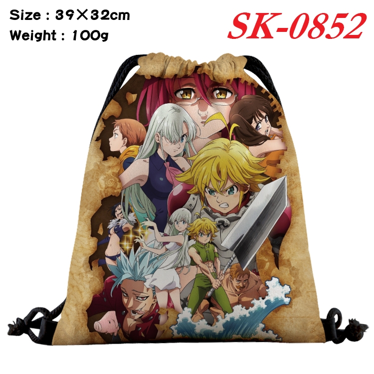 The Seven Deadly Sins cartoon Waterproof Nylon Full Color Drawstring Pocket 39x32cm SK-0852