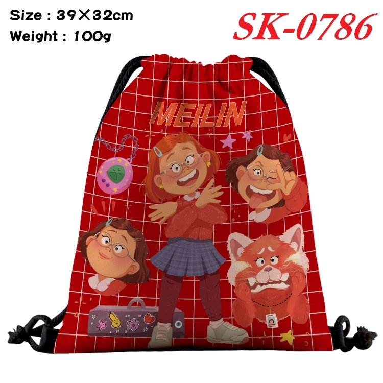 Turning Red cartoon Waterproof Nylon Full Color Drawstring Pocket 39x32cm SK-0786