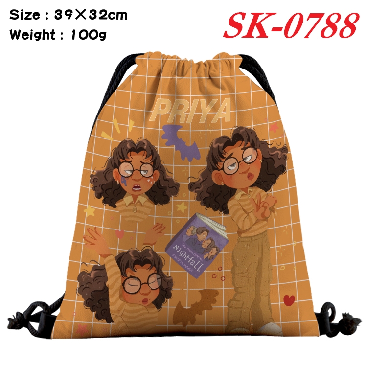 Turning Red cartoon Waterproof Nylon Full Color Drawstring Pocket 39x32cm SK-0788