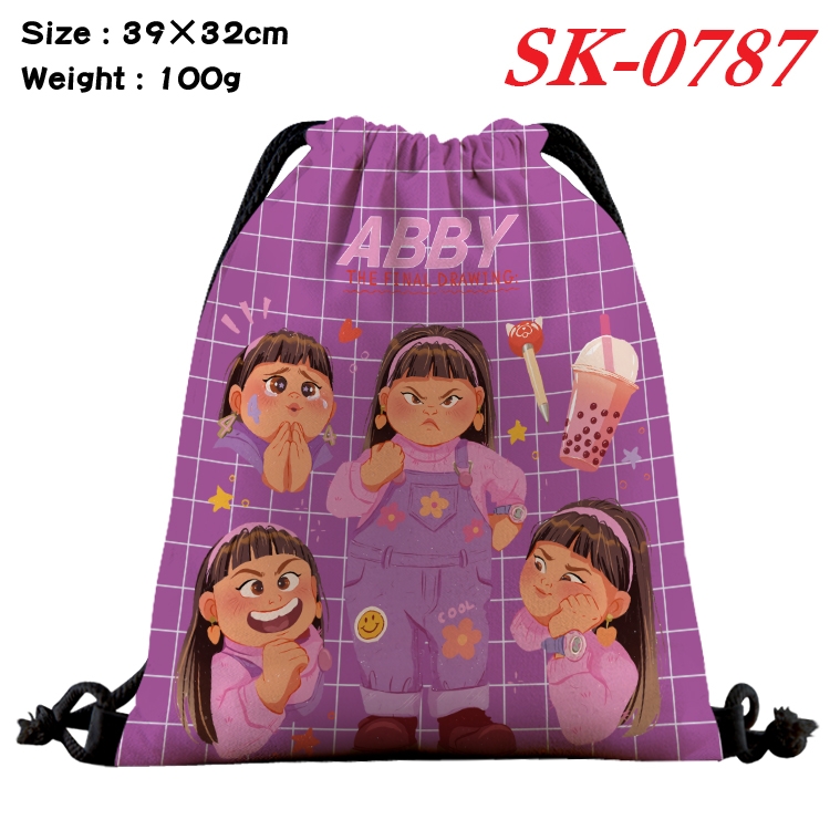 Turning Red cartoon Waterproof Nylon Full Color Drawstring Pocket 39x32cm SK-0787