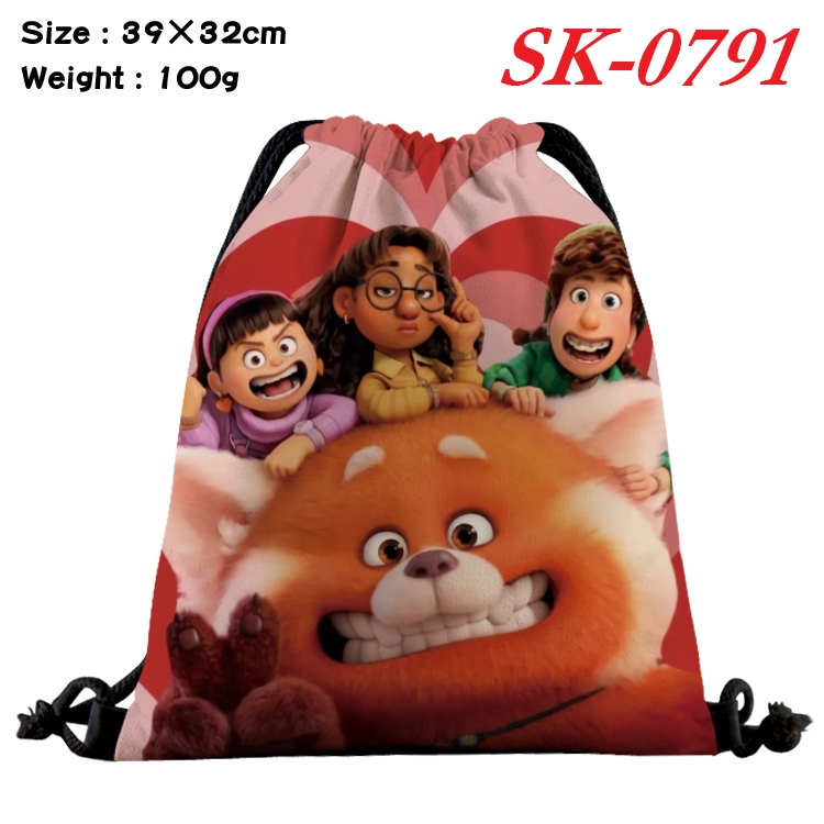Turning Red cartoon Waterproof Nylon Full Color Drawstring Pocket 39x32cm  SK-0791