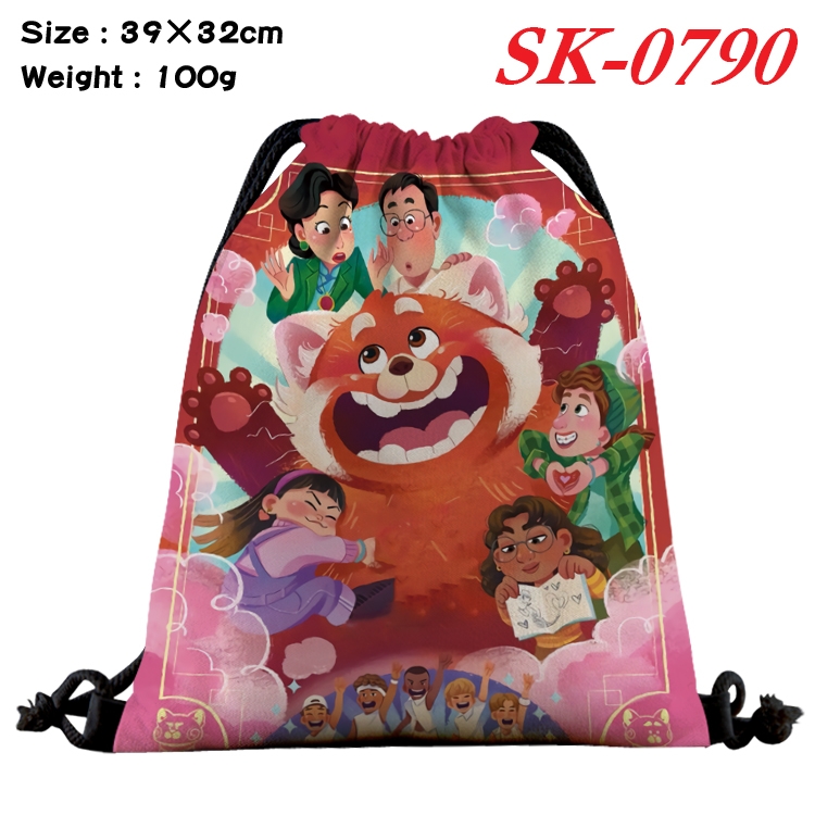 Turning Red cartoon Waterproof Nylon Full Color Drawstring Pocket 39x32cm SK-0790