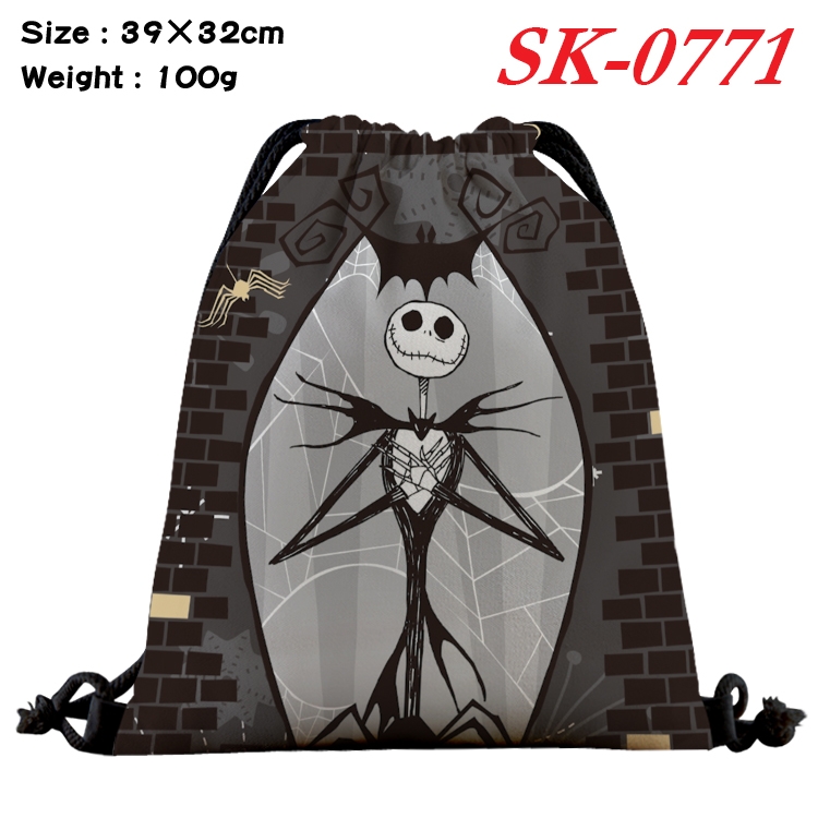 The Nightmare Before Christmas cartoon Waterproof Nylon Full Color Drawstring Pocket 39x32cm SK-0771