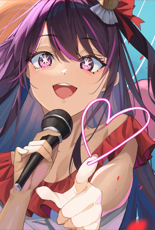 Oshi no ko  Anime black Plastic rod Cloth painting Wall Scroll 60X90CM MQG 6090