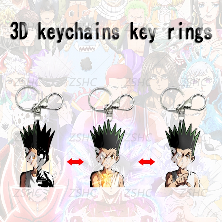 HunterXHunter 3D gradient acrylic keychain cardboard packaging 5-8CM  price for 5 pcs K-H08