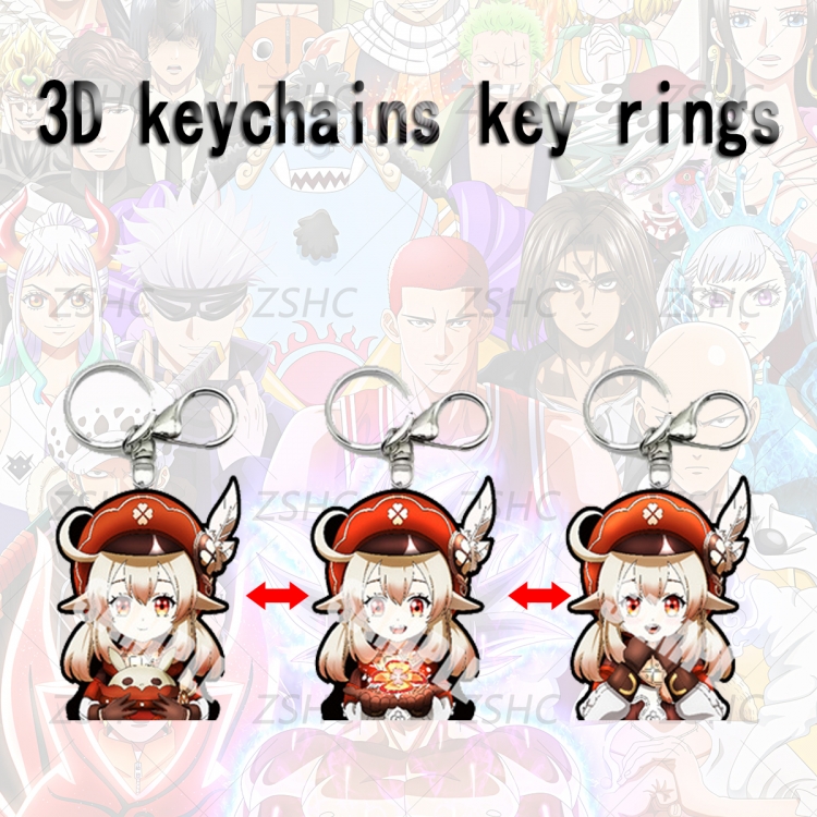 Genshin Impact 3D gradient acrylic keychain cardboard packaging 5-8CM  price for 5 pcs K-GI09