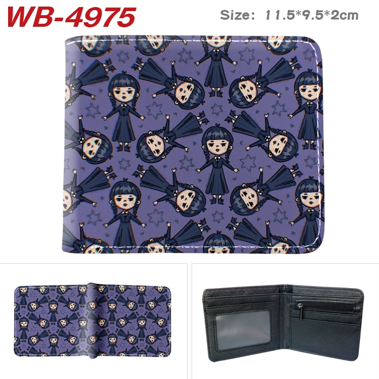 The Addams Family Animation color PU leather half fold wallet 11.5X9X2CM WB-4975A