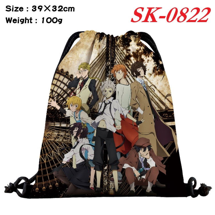 Bungo Stray Dogs cartoon Waterproof Nylon Full Color Drawstring Pocket 39x32cm SK-0822