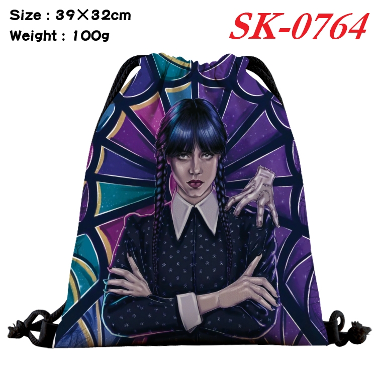 The Addams Family cartoon Waterproof Nylon Full Color Drawstring Pocket 39x32cm  SK-0764