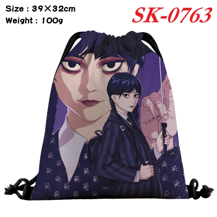 The Addams Family cartoon Waterproof Nylon Full Color Drawstring Pocket 39x32cm SK-0763