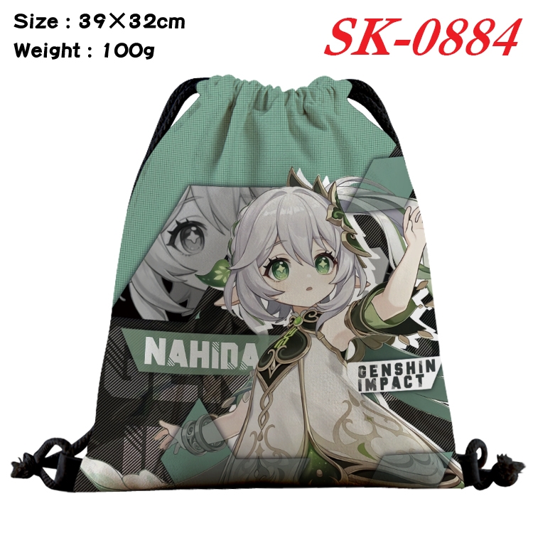 Genshin Impact cartoon Waterproof Nylon Full Color Drawstring Pocket 39x32cm SK-0884