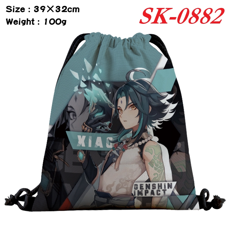 Genshin Impact cartoon Waterproof Nylon Full Color Drawstring Pocket 39x32cm SK-0882