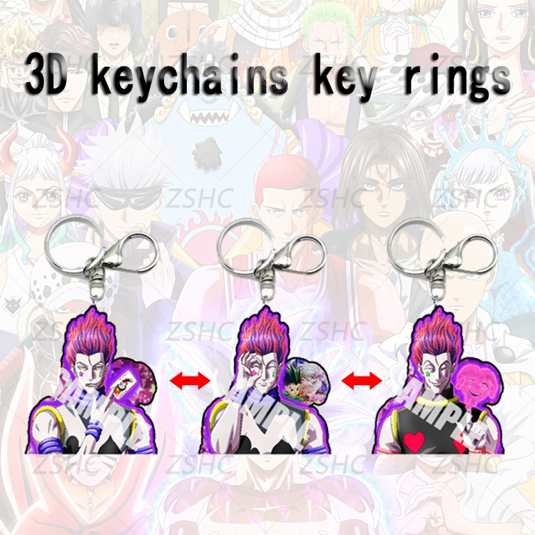 HunterXHunter 3D gradient acrylic keychain cardboard packaging 5-8CM  price for 5 pcs K-H09