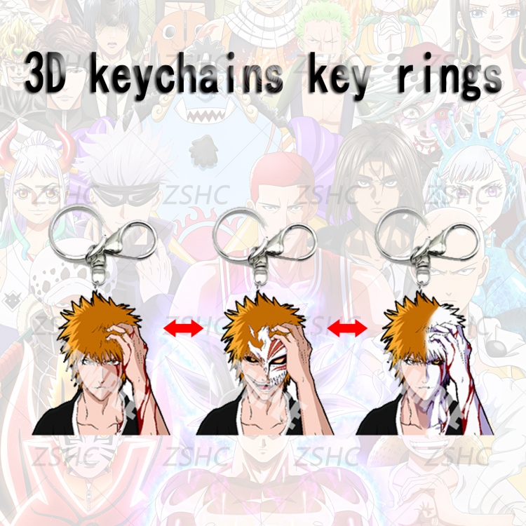 Bleach 3D gradient acrylic keychain cardboard packaging 5-8CM  price for 5 pcs K-B01