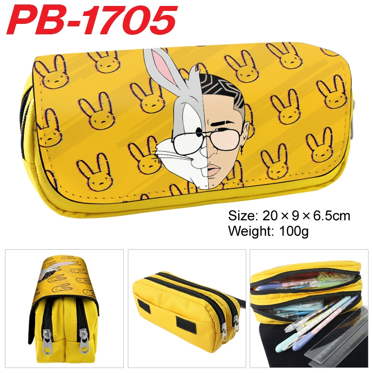 bad bunny Anime double-layer pu leather printing pencil case 20×9×6.5cm PB-1705