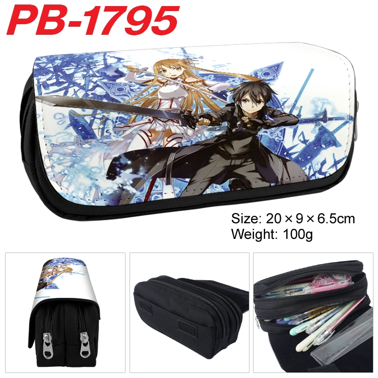 Sword Art Online Anime double-layer pu leather printing pencil case 20×9×6.5cm PB-1795