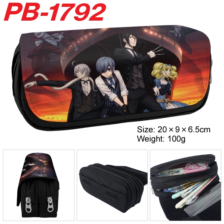 Kuroshitsuji Anime double-layer pu leather printing pencil case 20×9×6.5cm PB-1792
