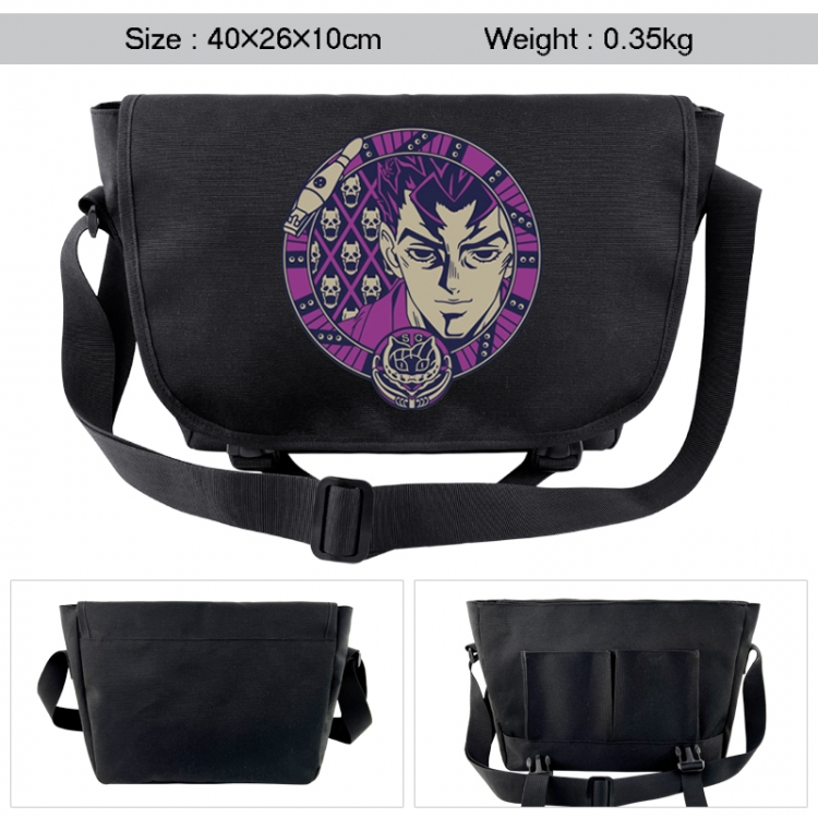 JoJos Bizarre Adventure Anime black double button waterproof single shoulder crossbody bag 40x26x10cm 0.35kg