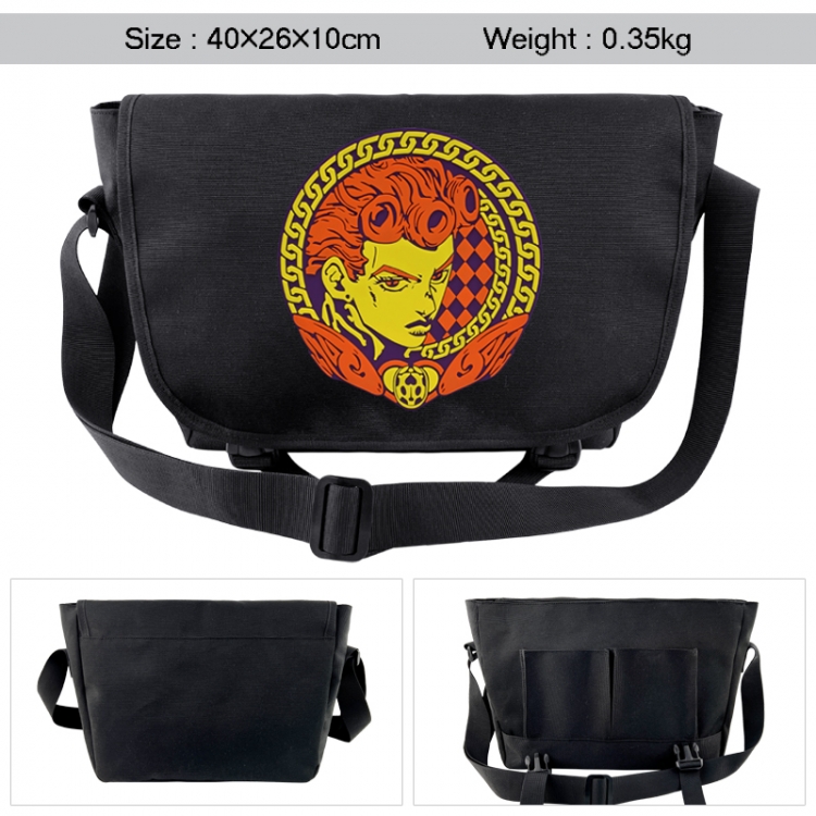 JoJos Bizarre Adventure Anime black double button waterproof single shoulder crossbody bag 40x26x10cm 0.35kg