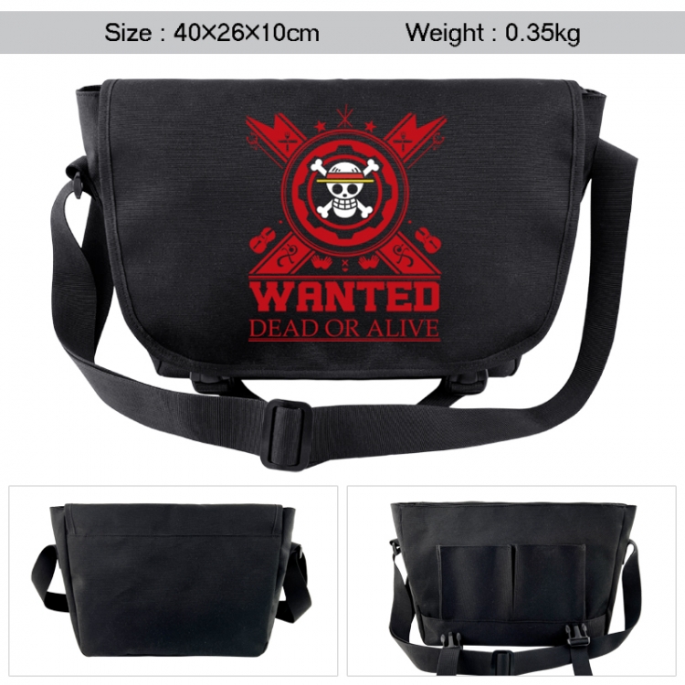 One Piece Anime black double button waterproof single shoulder crossbody bag 40x26x10cm 0.35kg