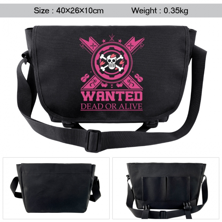 One Piece Anime black double button waterproof single shoulder crossbody bag 40x26x10cm 0.35kg