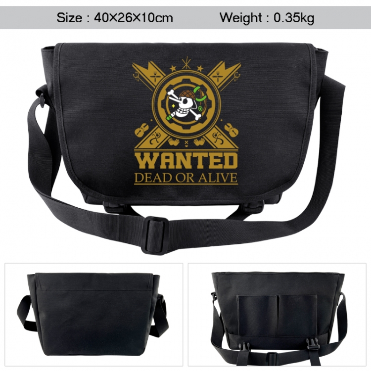 One Piece Anime black double button waterproof single shoulder crossbody bag 40x26x10cm 0.35kg